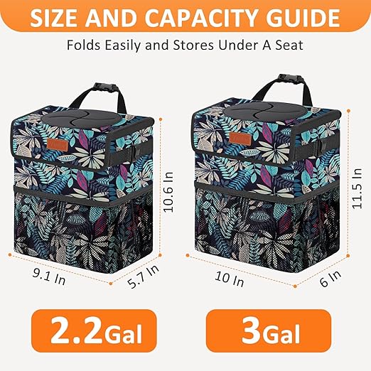 Vankor Car Trash Can for Car Cute, Bag Bin Hanging Waterproof Automotive Garbage Cans Leak Proof Vehicle Trash Can Colorful Leaves
