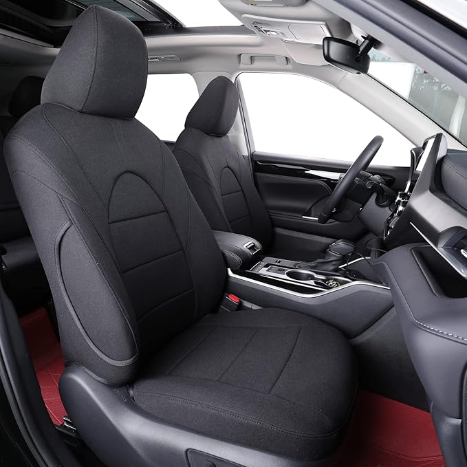 coverdream Grand Highlander Seat Covers for 2024 2025 2026 Toyota Grand Highlander SUV,2nd Row 40/60 Split,Fully Covered,UV Resistant Polyester Car Seat Protector(Full Set,Black)