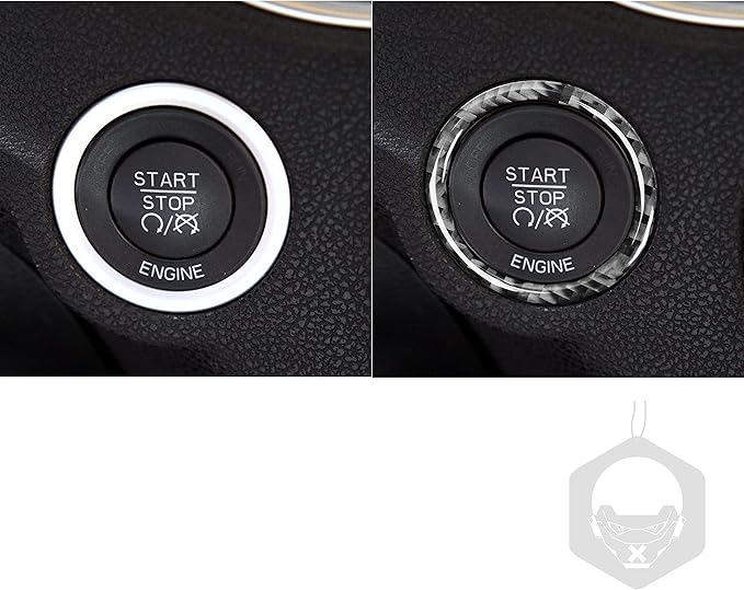 NVCNX Real Premium Carbon Fiber for Chrysler 300 Accessories 2015-2023 2016 2017 2018 2019 2020 2021 2022 S/C/Limited/Touring Car Dash Engine Start Button Ring Cover Interior Trim Sticker Decal 1PC