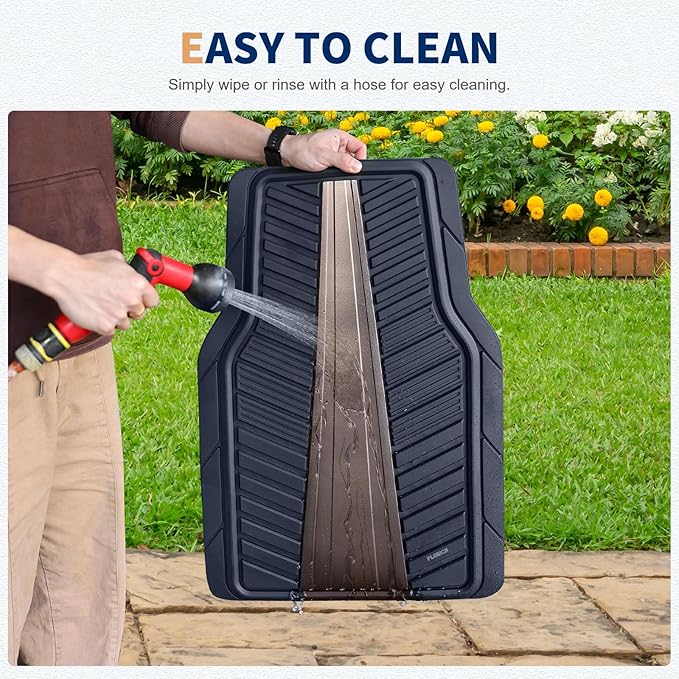 FLORICH Car Floor Mats, Heavy Duty Floor Mats for Cars, 4 Piece All-Weather Floor Mats with Anti-Slip Backing, Waterproof Universal Trim-to-Fit, Automotive Floor Mat for Cars SUV Trucks
