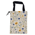 KXWQTRDD Car Garbage Bag Abstract Blue and Yellow Flowers Hanging Canvas Car Trash Bag Drawstring Car Back Seat Organizer for Car Back Front Seat Console with Adjustable Buckle
