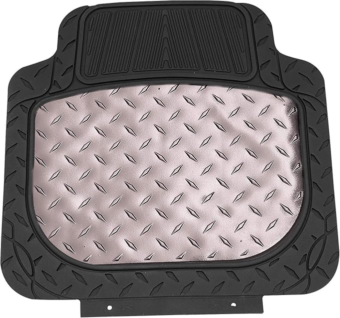 FH Group Automotive Floor Mats - Heavy-Duty Metallic Rubber Floor Mats for Cars, Universal Fit Full Set, Climaproof Floor Mats, Trimmable Floor Mats for Most Sedan, SUV, Truck Floor Mats Gray