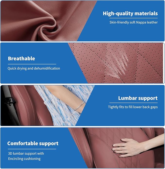 Anti-Stain Nappa Leather Car Neck Pillow for BMW New X3 X5 X2 X4 X1 X6 X7 2 3 4 5 7 Series Headrest Neck Pillow, Soft Memory Foam Headrest with Lumbar Support Accessories(Tacora Red-bm-2 pcs)
