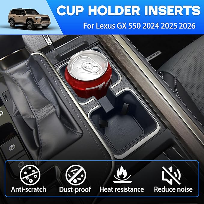 Cup Holder Inserts & Wireless Charging Mat for GX550 2026 2025 2024 Center Console Non-Slip Silicone Cup Holder Wireless Charger Protective Cover Pad for GX 550 Interior Accessories