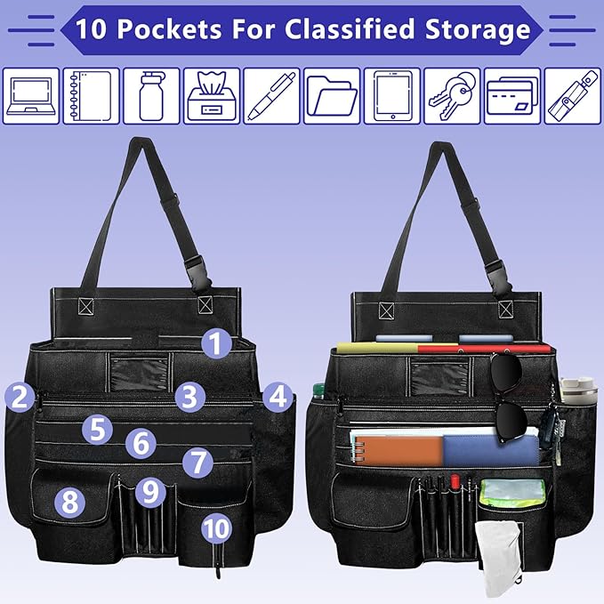 LIWSHWZ Seat Organizer Front Seat,Patrol Bag Law Enforcement with Large Storage,Universal Fit for Front & Back Seats,Dedicated Tablet and 17 Inch Laptop Storage,for Truck Office, Police,Black