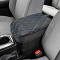 Center Console Armrest Cover for Toyota Tacoma 2016-2023, Middle Console Cushion Pad, Arm Rest Lid Covering, Vinyl Leather Interior Accessories, Black-Blue Stitches