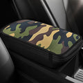 Leopard Cheetah Print African Animal Hunting Auto Center Console Armrest Pad, Car Center Console Cover, Auto Accessories Soft Comfort Armrest Cover Cushion Mat for Most Cars (Green Camouflage)
