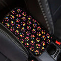 Tie Dye Dog Paws Print Car Console Covers,Non-Slip and Comfortable Armrest Cover for Cars,Paw Print Car Accessories