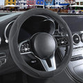 Gray Suede Steering Wheel Cover Large for Model X Model S Ford F150 F250 F350, Breathable Non-Slip Sweat-Proof Wear-Resistant, Warm in Winter and Cool in Summer, 15.5 inch to 16 inch