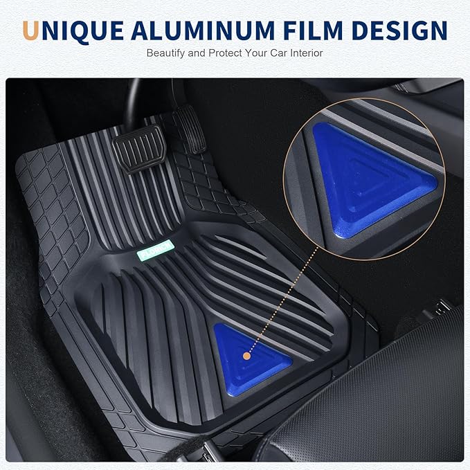 FLORICH Car Floor Mats, Heavy Duty Floor Mats for Cars, 3 Piece All-Weather Floor Mats with Anti-Slip Backing, Universal Trim-to-Fit, Waterproof Automotive Floor Mat for Cars Trucks SUV (Blue)