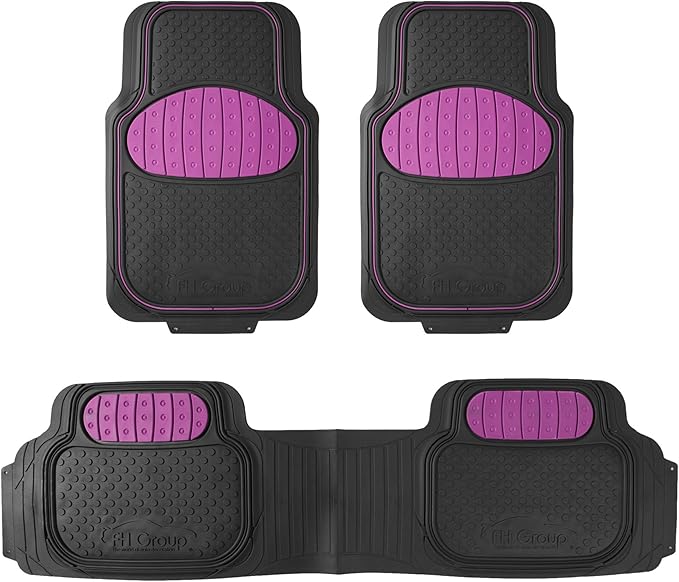 Automotive Floor Mats Pink Climaproof for All Weather Protection Universal Fit Heavy Duty Rubber fits Most Cars, SUVs, and Trucks (Full Set Trim to Fit) FH Group F11500PINK