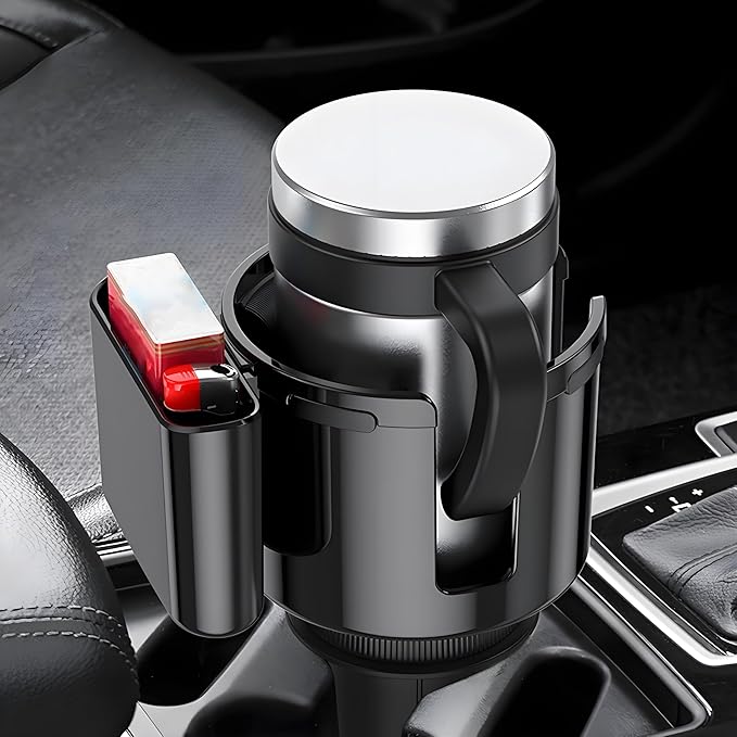 Car Cup Holder Extender with Adjustable Expandable Base, Universal Car Cup Holder Adapter for Large 32/40 oz Bottles & Mugs with Handles, Compatible with Yeti, Hydro Flask, Nalgenes, Black