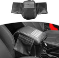 RT-TCZ Center Console Armrest Cover for Jeep Wrangler JK JKU 2011–2017, Black Leather Armrest Pad Protector with Storage Pocket, Scratch-Resistant & Waterproof, American Flag