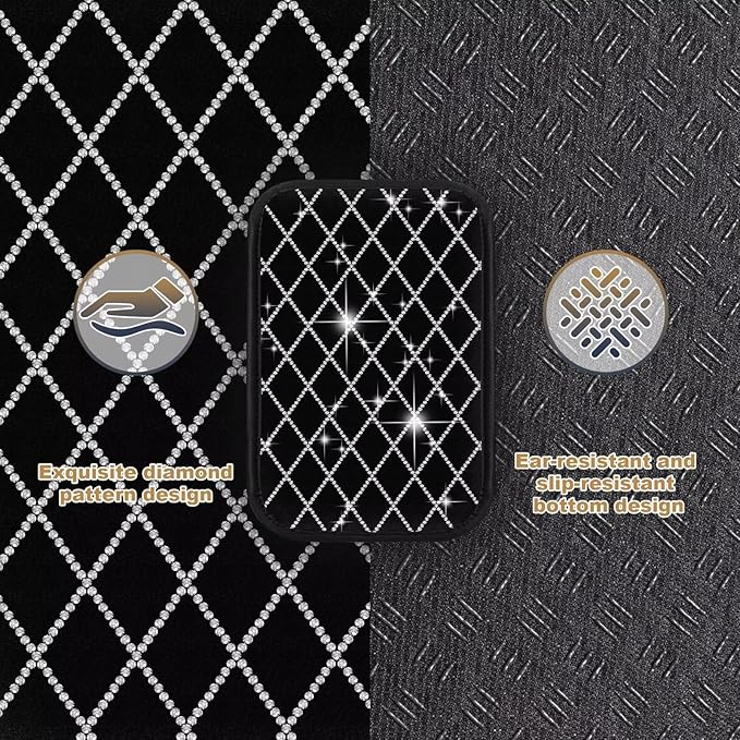 YORKNEIC Console Cover Fit for Lincoln MKX Bling Car Center Console Cover: Crystal Rhinestone Car Armrest Cushion Diamond Middle Console Cover