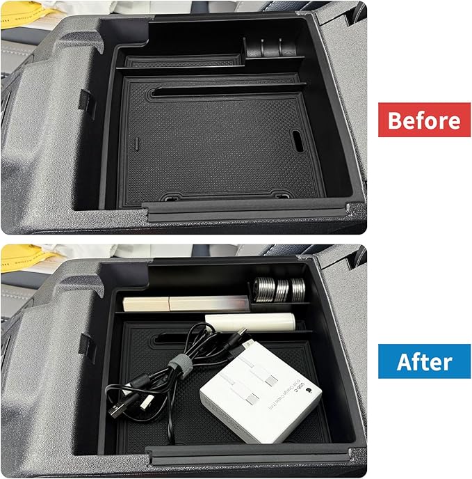 Xaido Center Console Organizer Compatible with 2021-2024 Ford Bronco & 2025 Bronco 2-Door & 2025 4-Door Manual Transmission, Console Armrest Box Tray (NO for 25 4-Door Automatic & Sport Model)-2PCS