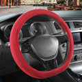 Red Suede D Shaped Steering Wheel Cover, Breathable Non-Slip Sweat-Proof Wear-Resistant No Pilling, Warm in Winter and Cool in Summer, Universal 15 inch