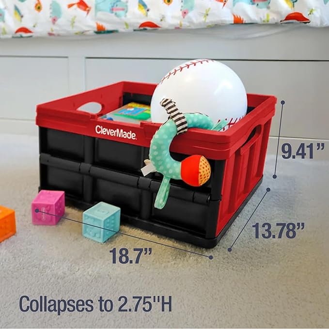 CleverMade Collapsible Basket (60% Recycled) - 32L - Canada Red