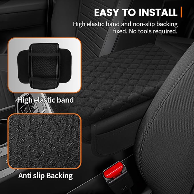 Car Center Console Cover Armrest Cover for Hyundai Santa Cruz 2022 2023 2024 2025 2026 Center Console Pad Interior Accessories Car Armrest Seat Box Cover Protector with Pockets Storage Bag