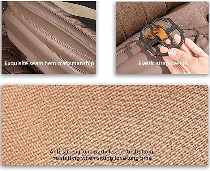 Car Seat Cushion for Porsche Macan 2015-2025-pr, Breathable Non-Slip Driver Seat Pad Ergonomic Memory Foam for Long Driving Car Office,B/3Pcs-Coffee
