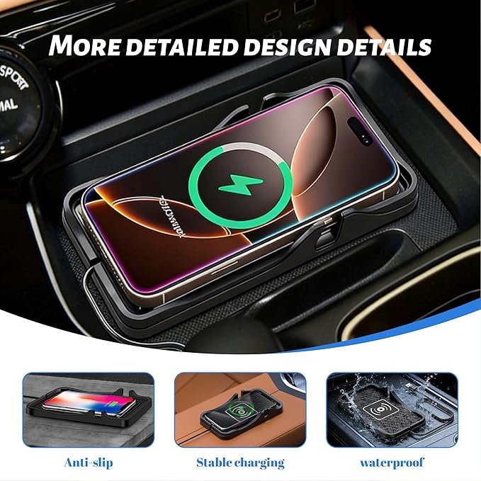 Non Slip Wireless Charger Mat for Mazda CX-5 2013-2025, Type-C/USB Car Wireless Charger Non-Slip Phone Charging Wireless Car Charger,A-USB