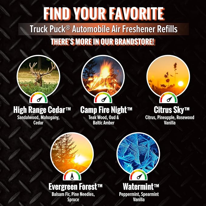 Drive Time Truck Puck Refill - Campfire Nights Fragrance Premium Long-Lasting Car Air Freshener, Odor Eliminator/Deodorizer