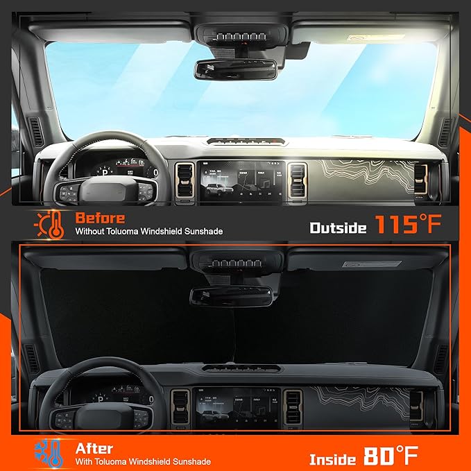 Toluoma Custom Fit Windshield Sun Shade for Suba-ru Forester 2019-2024 - Full Coverage, 210T Reflective Fabric, Double-Layer Design - Blocks 99% UV Rays, Keeps Car Cool, Easy to Install and Store