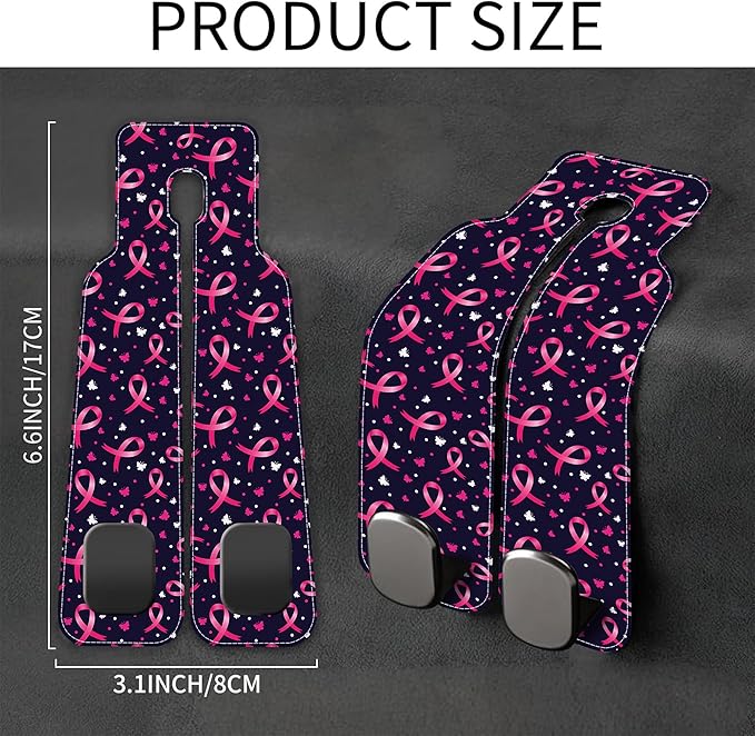 Car Headrest Purse Hanger Black and White Checkered 1 Pack Bag Purse Holder for Car Premium Leather Double Metal Hook for Handbags, Grocery Bags and Phones