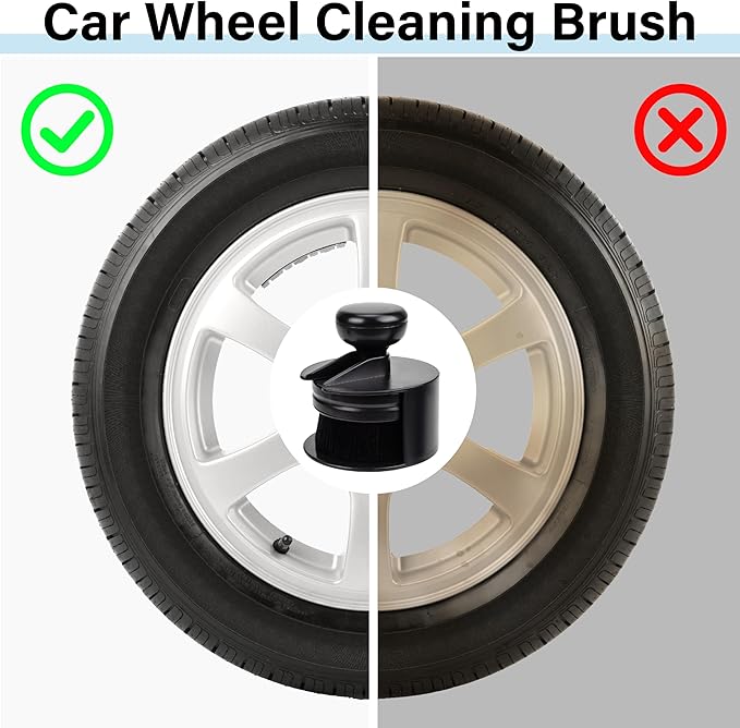 Tire Shine Applicator Brush, Tire Shine Brushes, Tire Dressing Brush Applicator with Seal Cover, Tire Brush for Car Detailing, Tire Gel Applicator, High Density Detail Factory Tire Brush (Black)