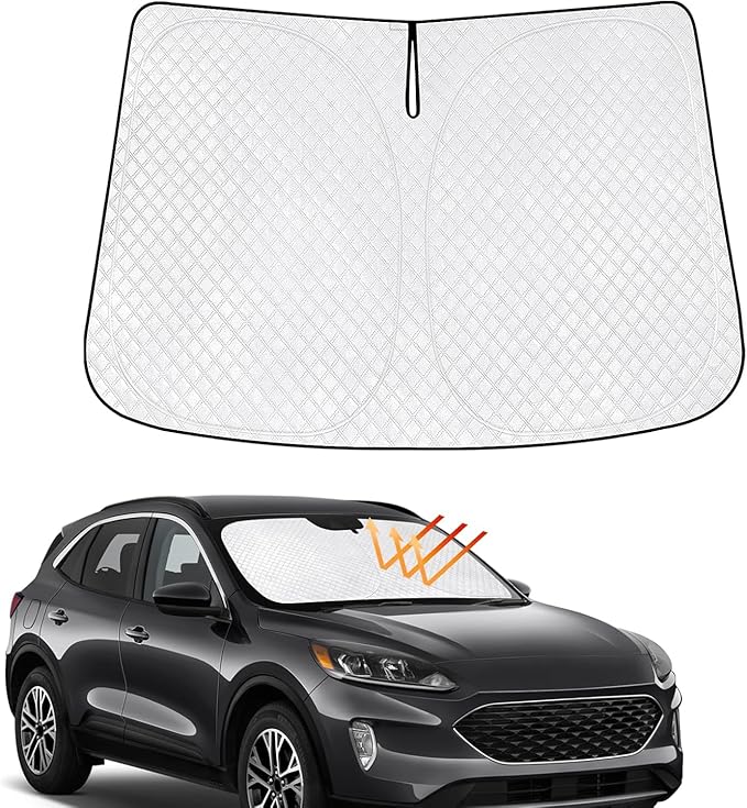 KMF Windshield Sun Shade for Ford Escape 2020-2024 2025 with 310T Foldable Car Sun Shade,Custom Fit Sunshade for Front Window Sun Visor Protector Interiors Block UV Rays Accessories