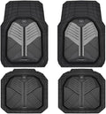 CAR PASS Heavy Duty Rubber Car Mats, Deep Dish Car Floor Mats All Weather, Car Mats Full Set 4-Piece Trim to Fit for Sedans SUVs Trucks, Waterproof Anti-Slip Automotive Mats, V12 Black and Gray