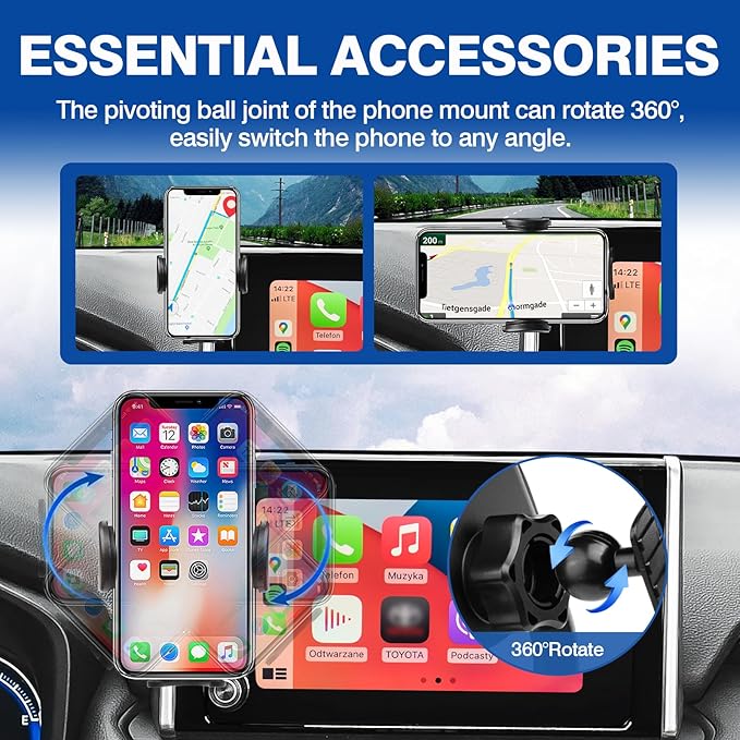 Autorder Car Phone Holder for 2019-2025 Toyota RAV4 Accessories Phone Mount 7/8-Inch Screen Cell Car Automobile Cradles Hands-Free 360 Degree Rotation