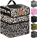 ELONGRIVER Car Trash Can Bin for Back Seat Leak Proof, Cute Car Trash Bag Hanging, Vehicle Trash Can for SUV Truck Van, Automotive Garbage Cans Front Seat Leopard Print, 2 Gallons
