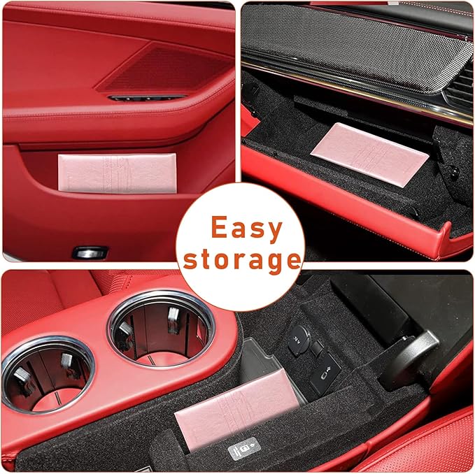 Kewucn Car Registration and Insurance Card Holder, Leather Auto License Document Glove Box Compartment Organizer, Essentials Vehicle Wallet Case for Driver License, ID Card (Rose Gold)