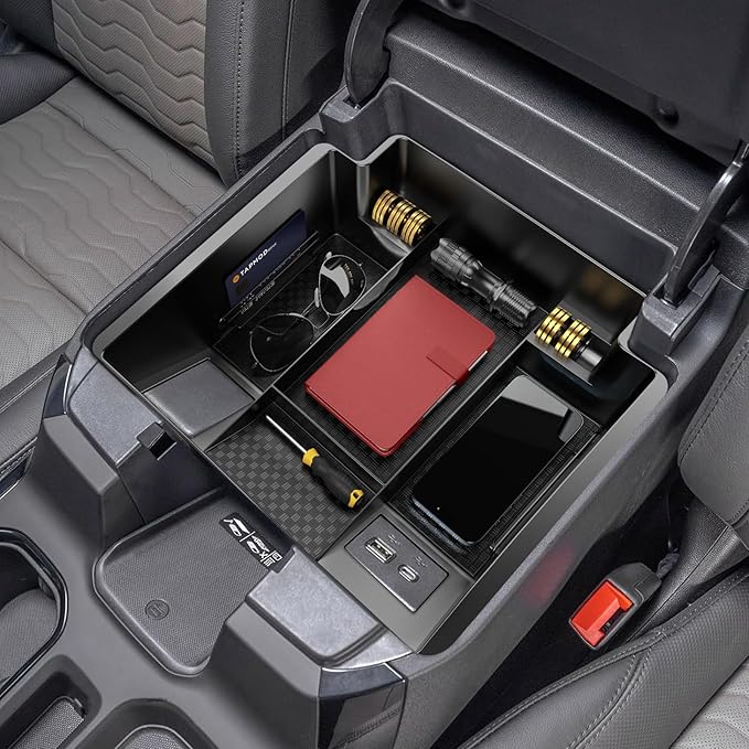 Wexyldra Center Console Organizer for 23-25 Chevy Silverado & GMC Sierra 1500, Refreshed 22-25 Silverado/Sierra 1500 Models, 24-25 Silverado/Sierra 2500HD 3500HD(Full Console w/Bucket Seats ONLY)