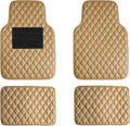 FH Group Floor Mats - Faux Leather Floor Mats for Cars, Universal Fit Automotive Floor Mats, All Purpose Car Floor Mats, PU Leather Protector Mat for Most Sedan, SUV, Truck Floor Mats Beige