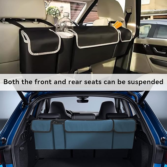 Car Trunk Organizer, Backseat Hanging Large Storage with Adjustable Straps,Waterproof PVC Collapsible Cargo Bag, Car Interior Accessories for Auto SUV MPV (Pink)