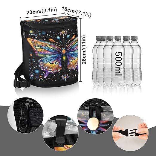 MNSRUU Car Trash Can with Lid, Multi-Color Butterfly Starlight Car Trash Bag Hanging Organizers and Storage for Front Back Seat, Leak-Proof Trash Bin