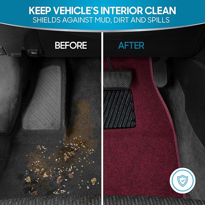 BDK MT-100-BD Burgundy Red Carpeted 4 Piece Car SUV Floor Mats With Vinyl Heel Pad Car Vehicle Universal Fit