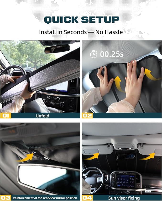 Trumgeta Custom Fit Windshield Sun Shade Fit for Toyota Tacoma 2016-2023, Complete Light & UV Blocking Foldable Sunshade 3rd Gen Tacoma Accessories