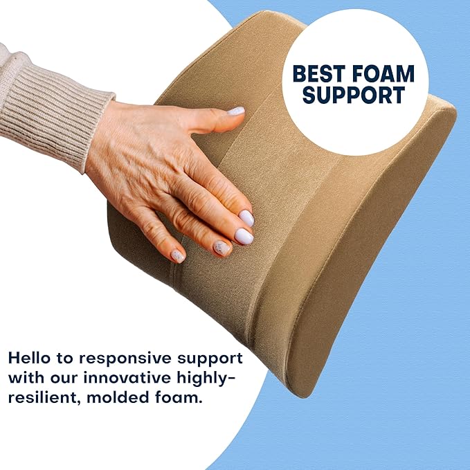 Bucket Seat Thick Foam Lumbar Support Cushion: Orthopedic Relief for Car Seats & Chairs-Blue