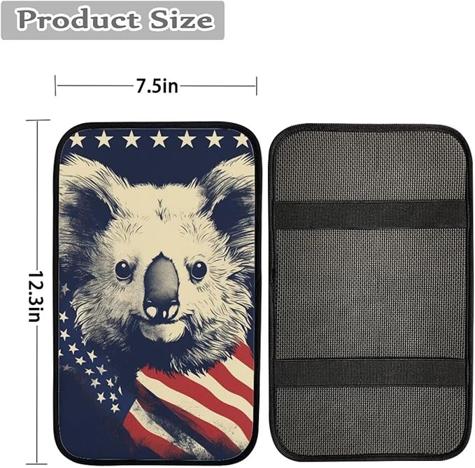 Car Center Console Pad, Universal Waterproof Car Armrest Seat Box Cover, Car Interior Accessories for Most Vehicle SUV Truck Vintage American Flag Sloth Car Armrest Pad