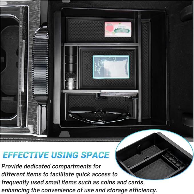 Sinminou Center Console Organizer Compatible with 2022-2025 Jeep Wagoneer/L, 2022-2025 Jeep Grand Wagoneer/L Accessories, Armrest Storage Box