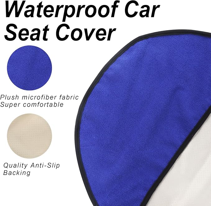 nbnhxnff Sweat Towel Car Seat Cover Protector Front Seats for Gym Workout, Running, Swimming, Beach and Hiking, Waterproof Universal Seat Cover for Car, Trucks, Van & SUV (Blue, 2pcs Front Seat)