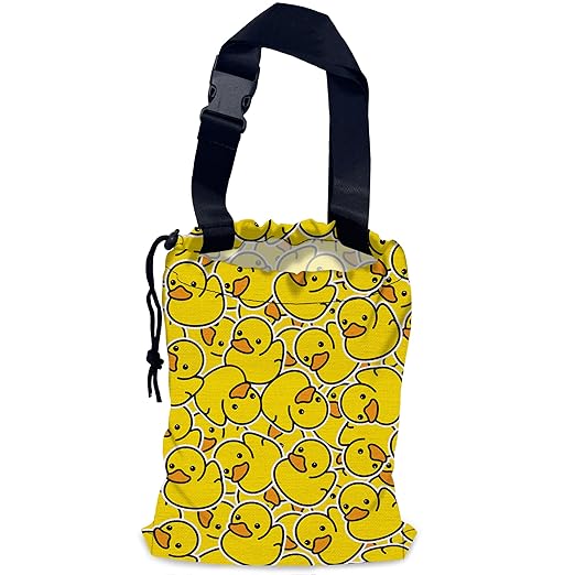 Yellow Duck Car Garbage Bag,Rubber Duck Waterproof Small Car Trash Bag Hanging Back of Seat,Drawstring Hanging Car Trash Bag with Adjustable Buckle for Car Accessories