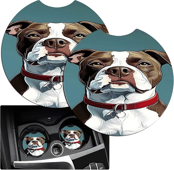 JANENFNA Car Armrest Cover Pads Universal Fashion Cute Auto Center Console Armrest Cover Pad with 2PCS Car Coasters Soft Waterproof Car Armrest Seat Protector for Women,Cute Bulldog