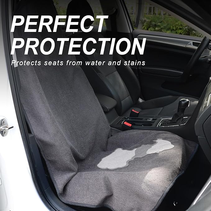 nbnhxnff Sweat Towel Car Seat Cover Protector Front Seats for Gym Workout, Running, Swimming, Beach and Hiking, Waterproof Universal Seat Cover for Car, Trucks, Van & SUV(Grey, 1pcs Front Seat)