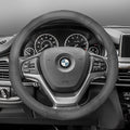 FH Group Universal Fit Deluxe Full Grain Authentic Leather Solid Gray Steering Wheel Cover Fits Most Cars, SUVs