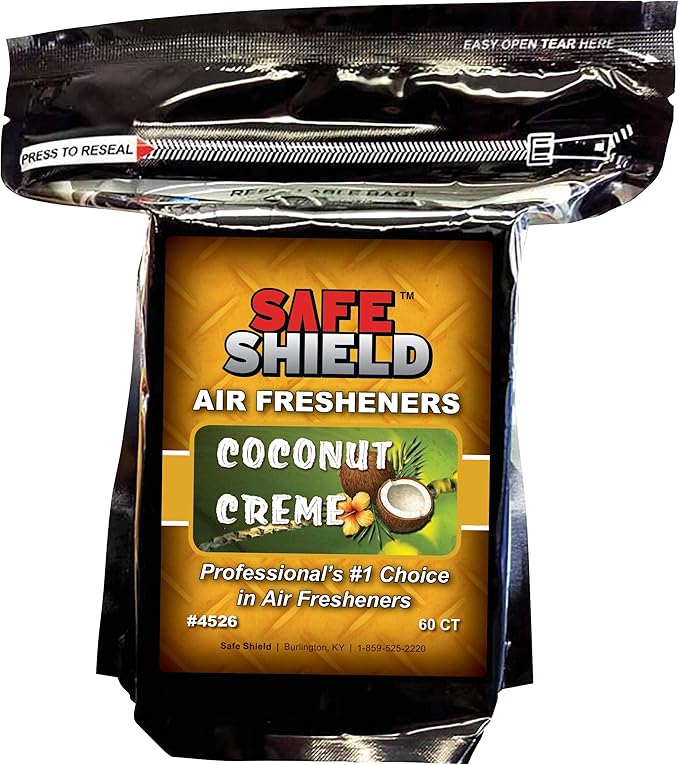 SAFE SHIELD AIR FRESHENER PADS SCENTS 60 COUNT CAR LOT AUTO RENTAL DETAILER DEALERSHIP (COCONUT)