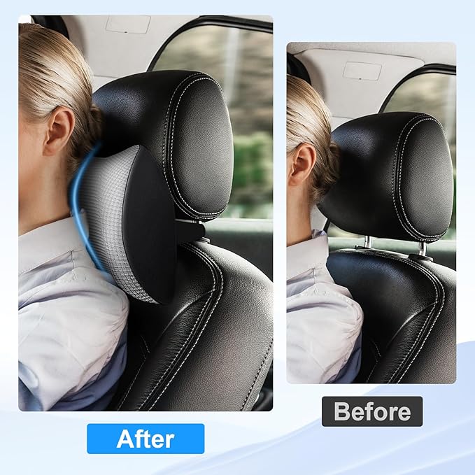 Xonhzam Car Headrest Pillow for Neck Support, Ultra Comfortable Neck Pillow for Driving, 2 Pack Car Neck Pillows with Adjustable Strap & Breathable Removable Cover, Fit Most Cars(Gray)