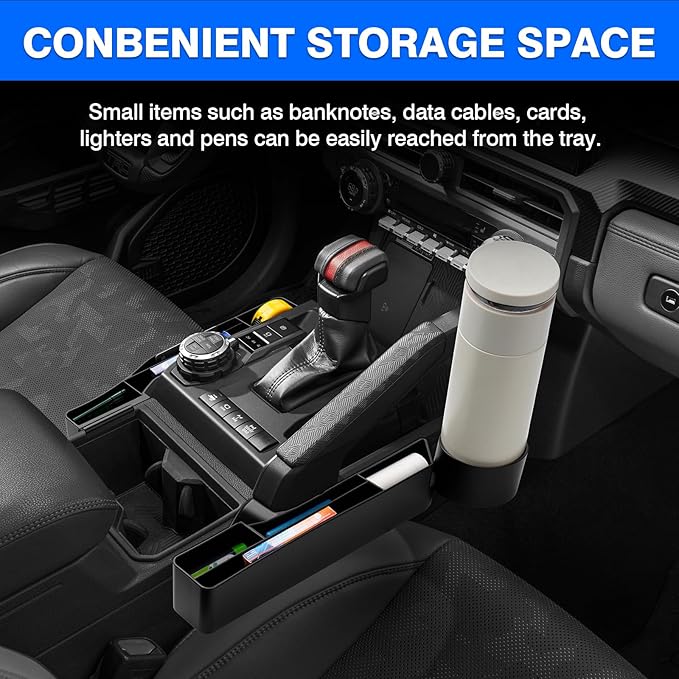 Autorder Gear Shift Organizer for Toyota Tacoma 2024-2026/4Runner 2025-2026 Accessories Center Console Organizer Removable Cup Holder Gear Shift Insert Tray with Anti-Slip Mat